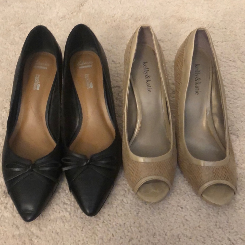 9.5 tan and black heels